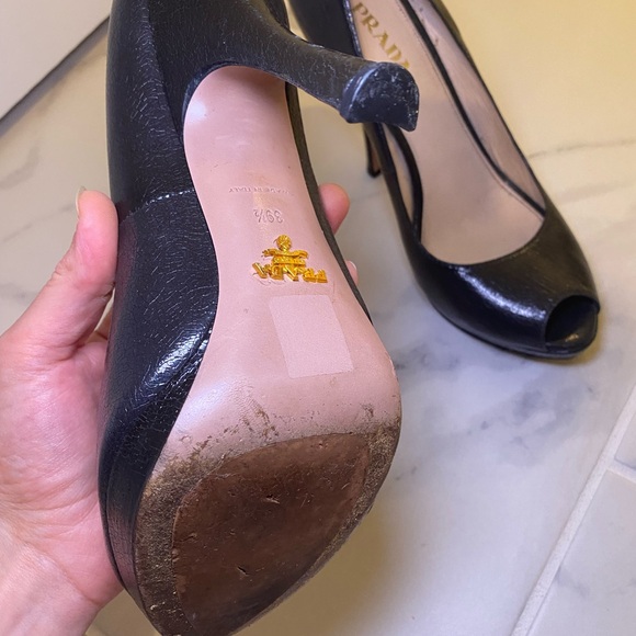 PRADA — black platform peep toe heels — size 39.5 - Picture 4 of 5